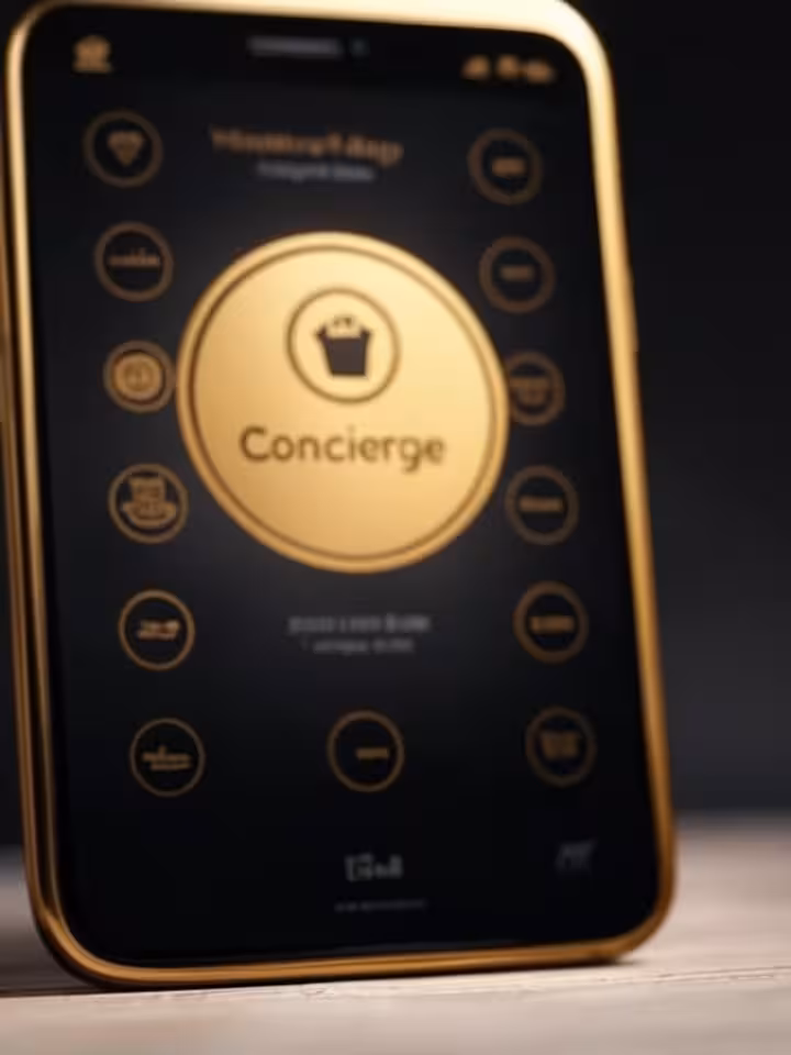 Elegant exclusive dating platform interface with concierge service elements, premium badges, and lux